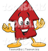 Vector Illustration of a Cartoon Red up Arrow Mascot by Mascot Junction