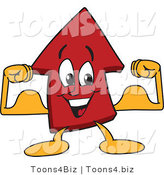 Vector Illustration of a Cartoon Red up Arrow Mascot Flexing by Mascot Junction