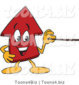 Vector Illustration of a Cartoon Red up Arrow Mascot Holding a Pointer Stick by Mascot Junction