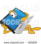 Vector Illustration of a Cartoon Resting PC Computer Mascot by Mascot Junction