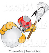 Vector Illustration of a Cartoon Rocket Mascot Grabbing a Lacrosse Ball by Mascot Junction