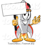 Vector Illustration of a Cartoon Rocket Mascot Holding a Blank Sign by Mascot Junction