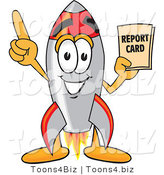 Vector Illustration of a Cartoon Rocket Mascot Holding a Report Card by Mascot Junction