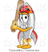 Vector Illustration of a Cartoon Rocket Mascot Playing Baseball by Mascot Junction