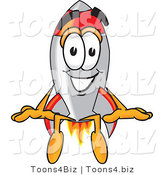 Vector Illustration of a Cartoon Rocket Mascot Sitting by Mascot Junction