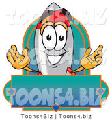 Vector Illustration of a Cartoon Rocket Mascot with a Blank Label by Mascot Junction