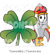 Vector Illustration of a Cartoon Rocket Mascot with a Clover by Mascot Junction