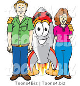 Vector Illustration of a Cartoon Rocket Mascot with Adults by Mascot Junction