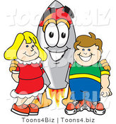 Vector Illustration of a Cartoon Rocket Mascot with School Children by Mascot Junction