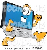 Vector Illustration of a Cartoon Running PC Computer Mascot by Mascot Junction