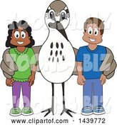 Vector Illustration of a Cartoon Sandpiper Bird School Mascot with Happy Students by Mascot Junction