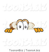 Vector Illustration of a Cartoon Scared Bread Mascot Peeking over a Surface by Mascot Junction