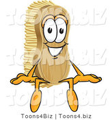 Vector Illustration of a Cartoon Scrub Brush Mascot Sitting by Mascot Junction