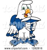 Vector Illustration of a Cartoon Seahawk Mascot Pointing Outwards by Mascot Junction