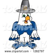 Vector Illustration of a Cartoon Seahawk Mascot Wearing a Thanksgiving Pilgrim Hat by Mascot Junction