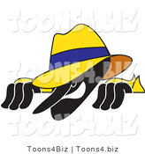 Vector Illustration of a Cartoon Silhouetted Detective Mascot Peeking over a Surface by Mascot Junction