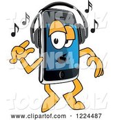 Vector Illustration of a Cartoon Smart Phone Mascot Dancing and Listening to Music by Mascot Junction