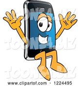 Vector Illustration of a Cartoon Smart Phone Mascot Jumping by Mascot Junction