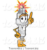 Vector Illustration of a Cartoon Spark Plug Mascot Pointing Upwards by Mascot Junction