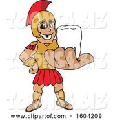 Vector Illustration of a Cartoon Spartan Warrior Mascot Holding a Tooth by Mascot Junction