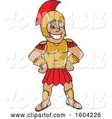 Vector Illustration of a Cartoon Spartan Warrior Mascot with Hands on His Hips by Mascot Junction