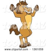Vector Illustration of a Cartoon Stallion School Mascot Cheering by Mascot Junction