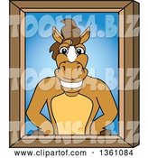 Vector Illustration of a Cartoon Stallion School Mascot Portrait by Mascot Junction