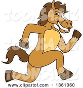 Vector Illustration of a Cartoon Stallion School Mascot Sprinting by Mascot Junction