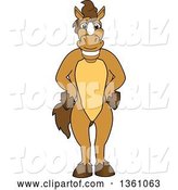 Vector Illustration of a Cartoon Stallion School Mascot Standing with His Hooves on His Hips by Mascot Junction