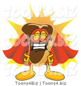 Vector Illustration of a Cartoon Steak Mascot in a Super Hero Cape and Mask by Mascot Junction