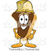 Vector Illustration of a Cartoon Steak Mascot Wearing a Yellow Hardhat by Mascot Junction