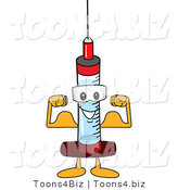 Vector Illustration of a Cartoon Syringe Mascot Flexing His Muscles by Mascot Junction