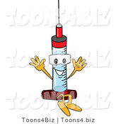Vector Illustration of a Cartoon Syringe Mascot Jumping by Mascot Junction