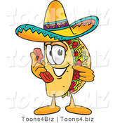 Vector Illustration of a Cartoon Taco Mascot Holding a Telephone by Mascot Junction