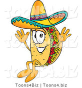 Vector Illustration of a Cartoon Taco Mascot Jumping by Mascot Junction