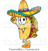 Vector Illustration of a Cartoon Taco Mascot Pointing Upwards by Mascot Junction