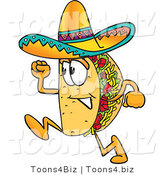 Vector Illustration of a Cartoon Taco Mascot Running by Mascot Junction