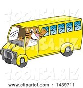 Vector Illustration of a Cartoon Tiger Cub Mascot Driving a School Bus by Mascot Junction