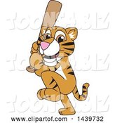 Vector Illustration of a Cartoon Tiger Cub Mascot Holding a Baseball Bat by Mascot Junction
