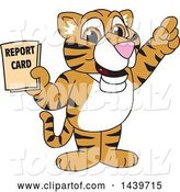 Vector Illustration of a Cartoon Tiger Cub Mascot Holding a Report Card by Mascot Junction