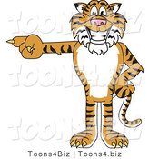 Vector Illustration of a Cartoon Tiger Mascot Pointing Left by Mascot Junction