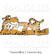 Vector Illustration of a Cartoon Tiger Mascot Reclined by Mascot Junction