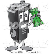 Vector Illustration of a Cartoon Toner Ink Cartridge Mascot Holding Cash by Mascot Junction
