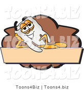 Vector Illustration of a Cartoon Tooth Mascot on a Blank Tan and Brown Label by Mascot Junction