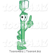 Vector Illustration of a Cartoon Toothbrush Mascot Pointing Upwards by Mascot Junction