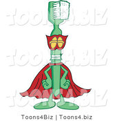 Vector Illustration of a Cartoon Toothbrush Mascot Super Hero by Mascot Junction