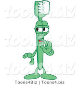 Vector Illustration of a Cartoon Toothbrush Mascot Whispering by Mascot Junction
