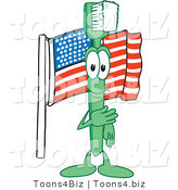 Vector Illustration of a Cartoon Toothbrush Mascot with an American Flag by Mascot Junction