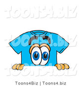 Vector Illustration of a Cartoon T-Shirt Mascot Peeking over a Surface by Mascot Junction