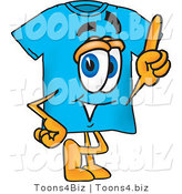 Vector Illustration of a Cartoon T-Shirt Mascot Pointing Upwards by Mascot Junction